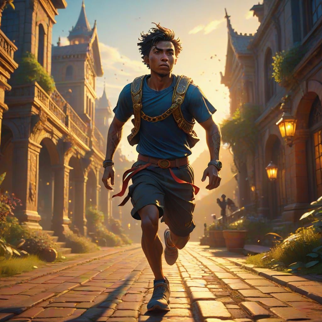 Fantasy Art: Person Running Late