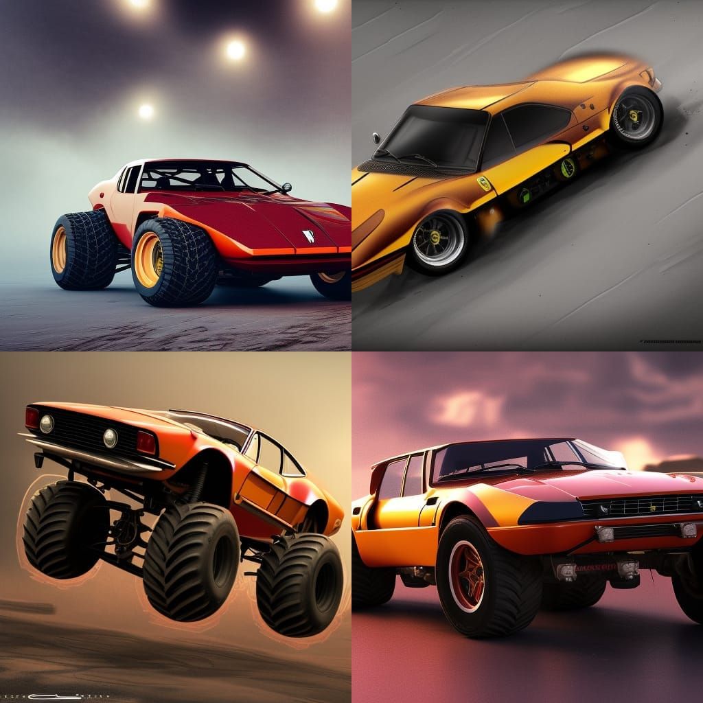 Ferrari Daytona SP3 as Detailed Monster Truck