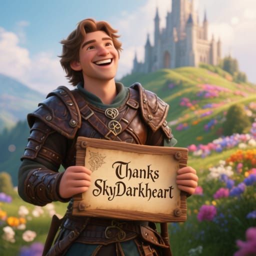 Adventurer Thanks Supporter in Lush Castle Landscape