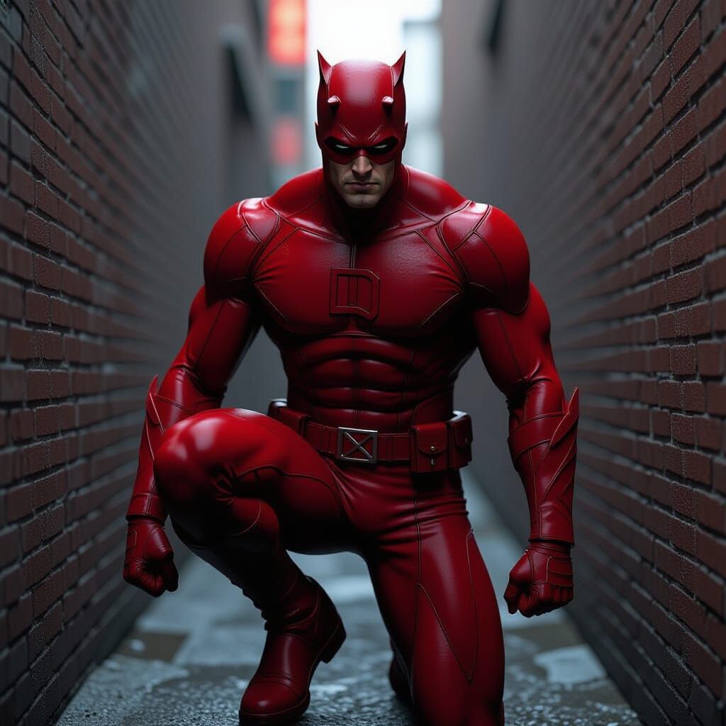Daredevil Posing Heroically in Dark Alleyway