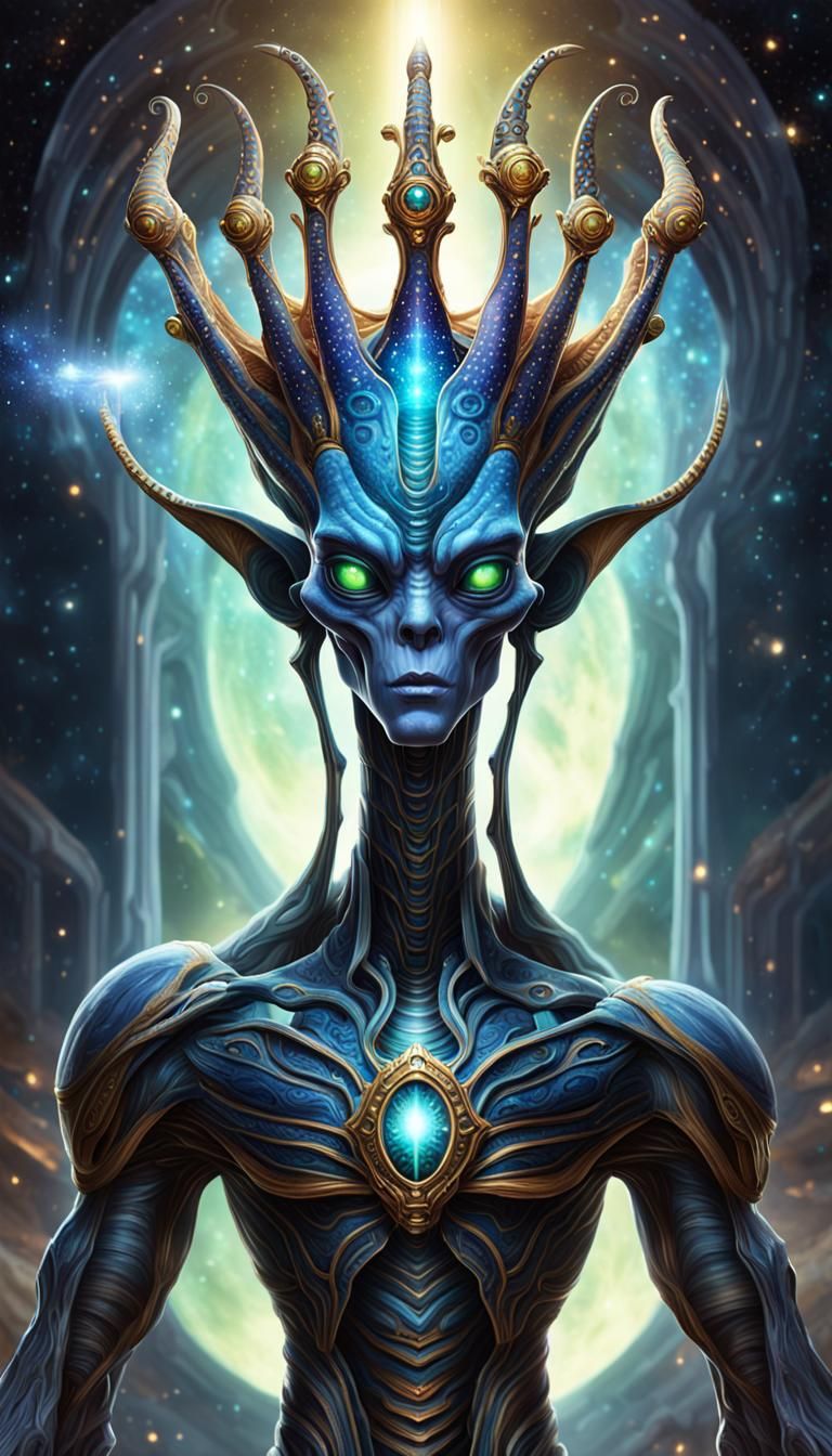 Alien Monarch Portrait in Distant Galaxy
