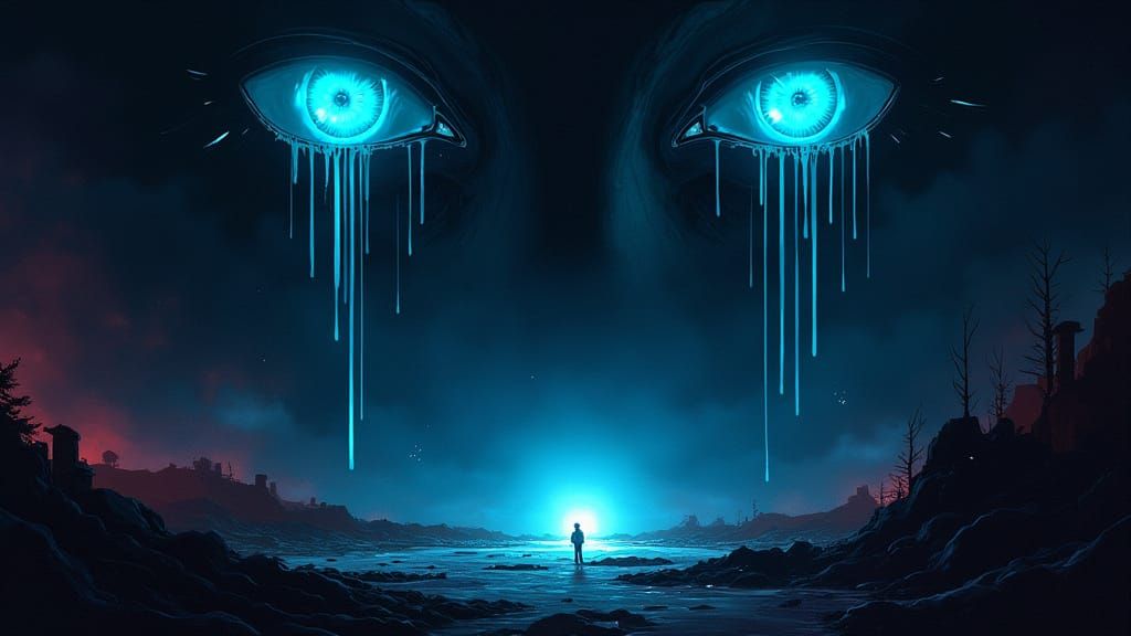 Cyberpunk Sky Cries Tears of Light