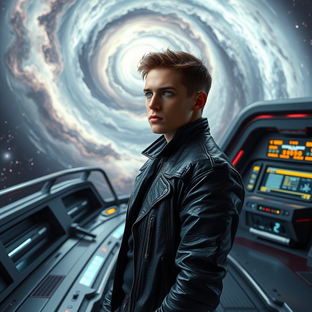 Cyborg Gazing at Nebula in High-End Portrait