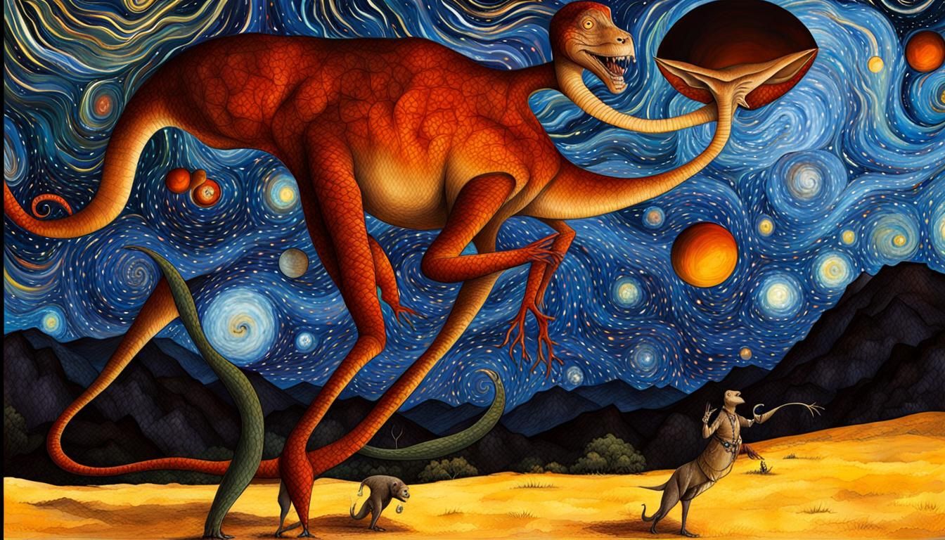 Surreal Alien Restaurant Celebration in Magical Realism