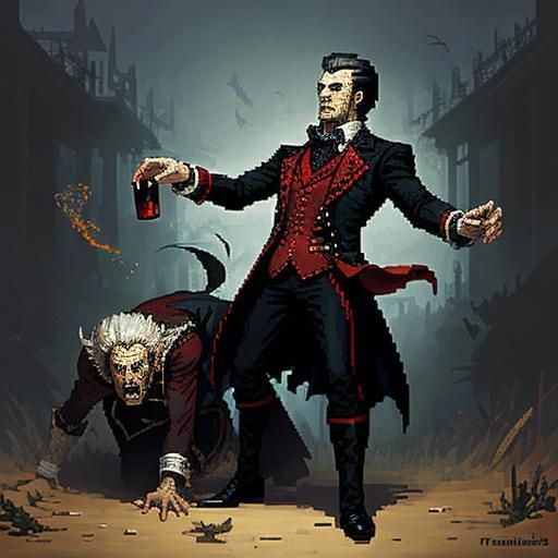 Pixel Art Vampire Attack Scene