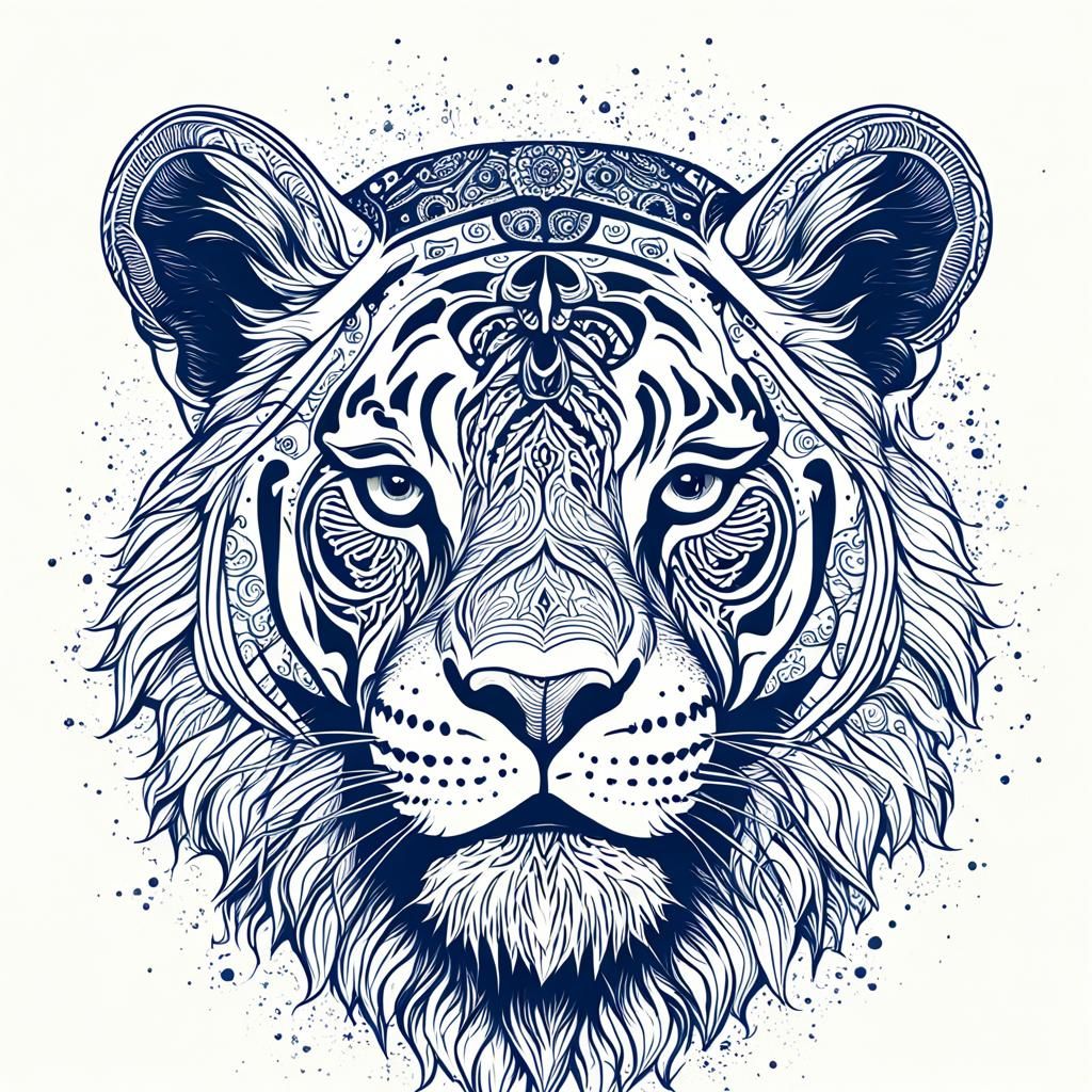 Mysterious Blue Tiger Emerges from Cyberpunk Night