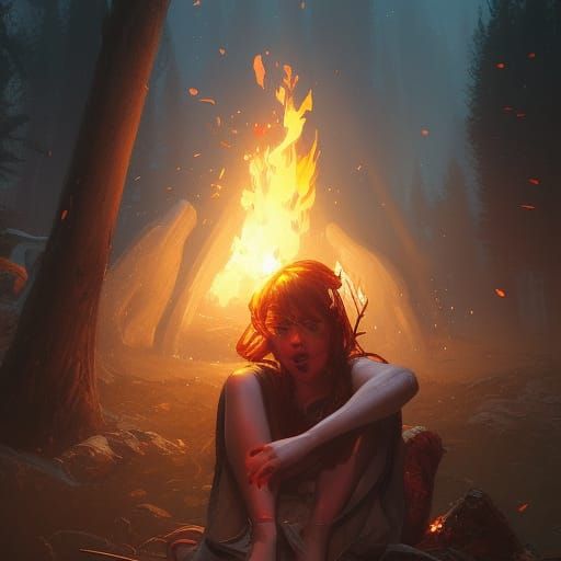 Campfire Monster Portrait in Hyperdetailed Style