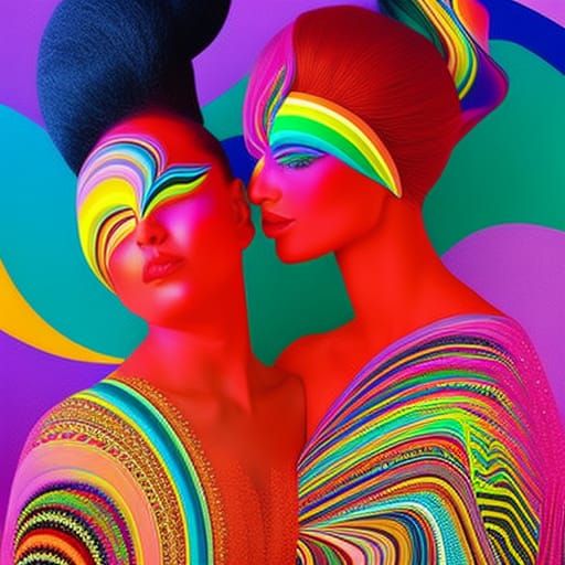 Vibrant Abstract Art: Joyful Lesbian and Gay Couples