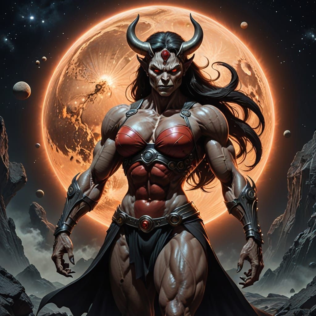 Curvaceous Demon Woman on Pluto