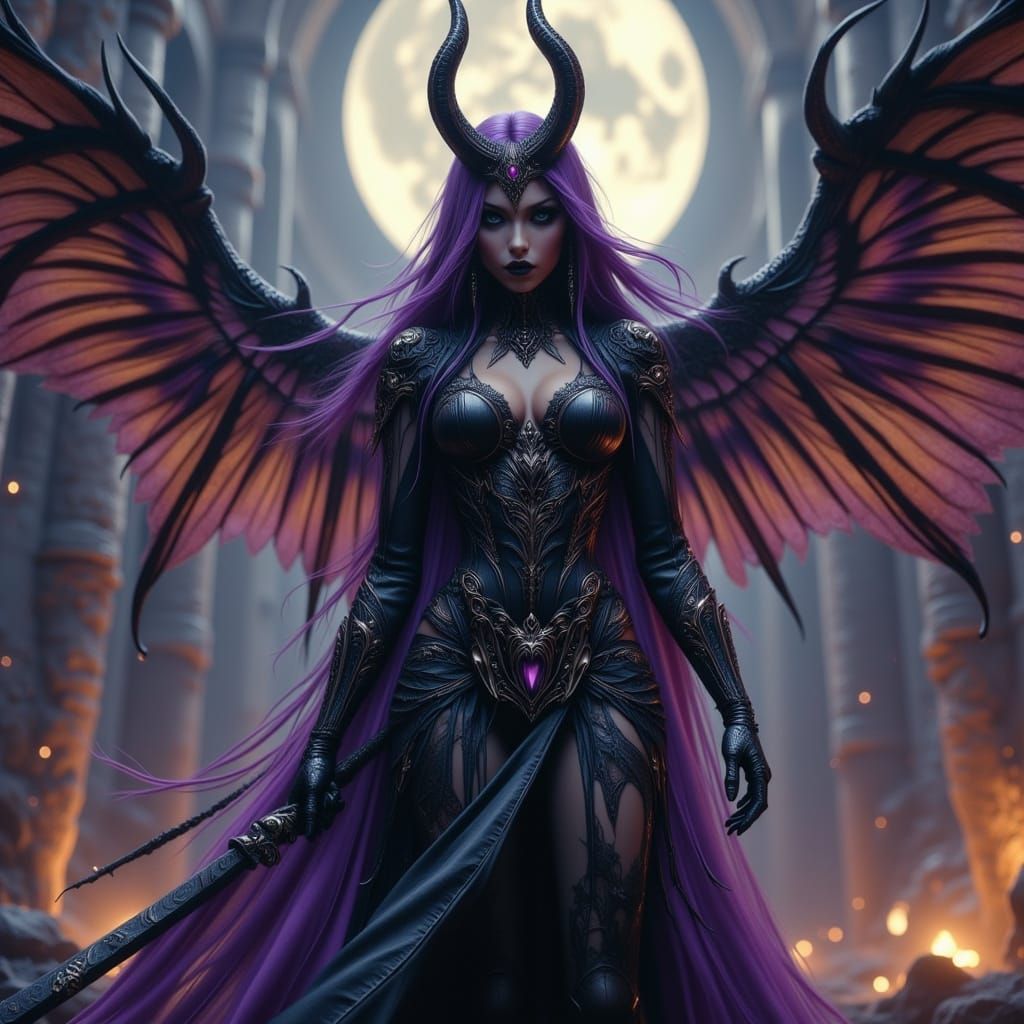 Goth Battle Goddess in Dramatic Digital Matte Painting