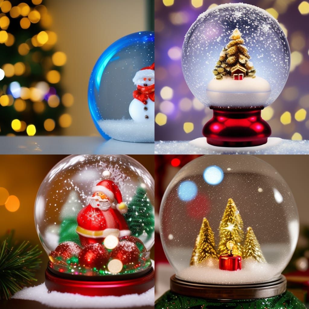 Festive Christmas Snowglobe Still Life with Bokeh