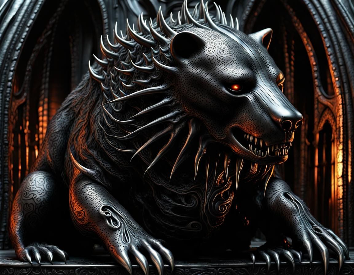 Epic Lava Bear in Gothic Horror Style