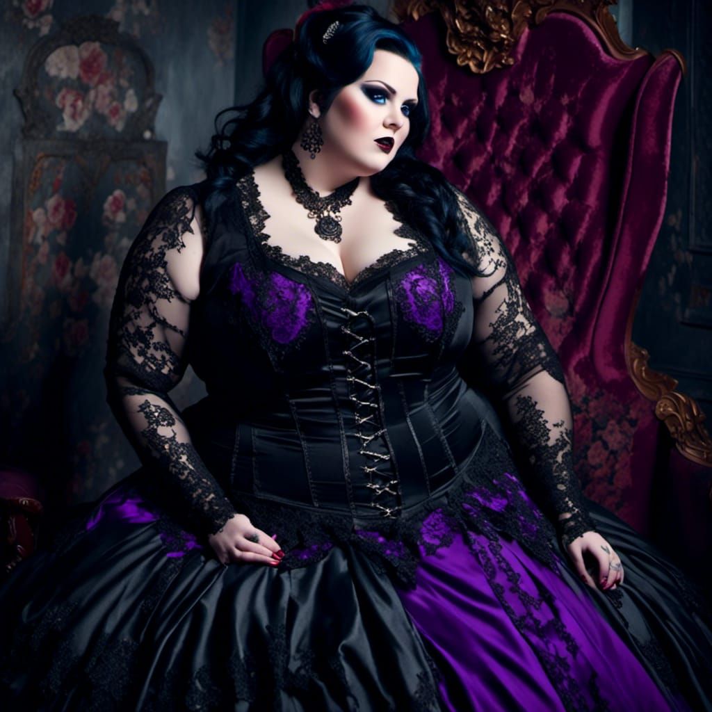 Curvy Gothic Woman with Bold Makeup