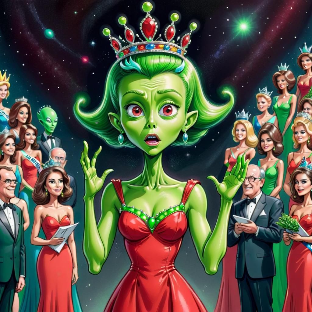 Alien Wins Miss Universe in Hanna-Barbera Style