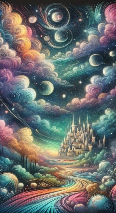 Girl Draws 3D Galaxies with Magic Chalk