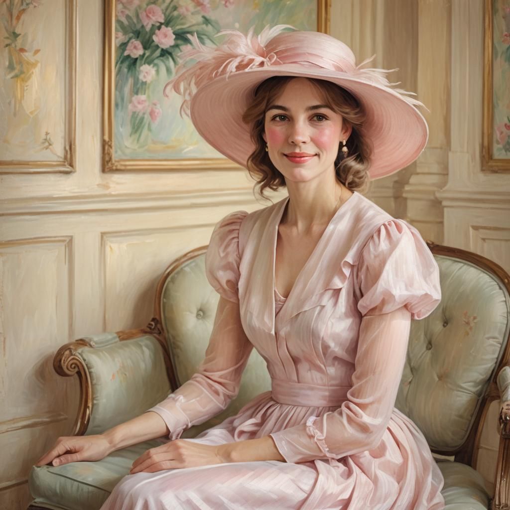 Vintage Woman Portrait in Impressionist Style