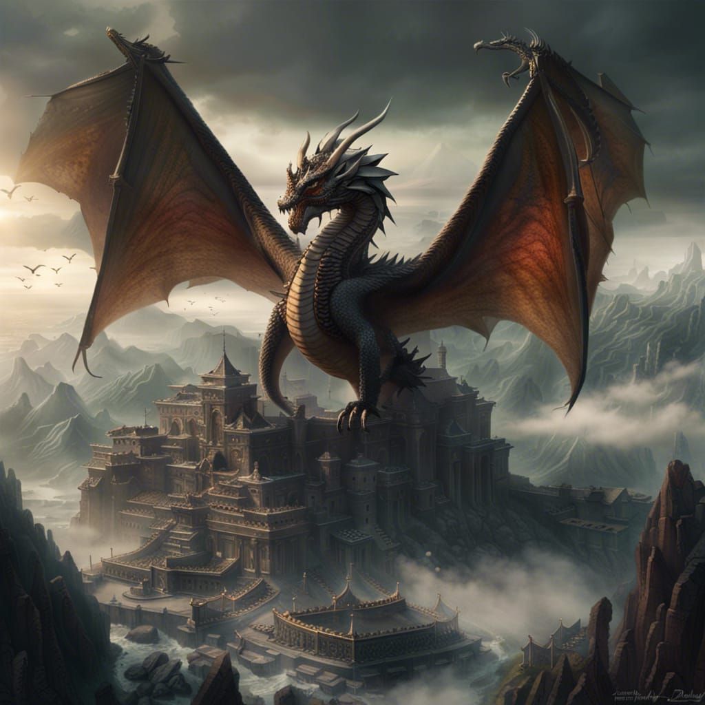 Epic Dragon in Dramatic Digital Matte Painting