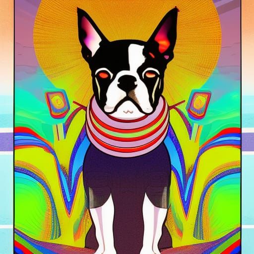 Boston Terrier in Retrofuturistic Pop Art