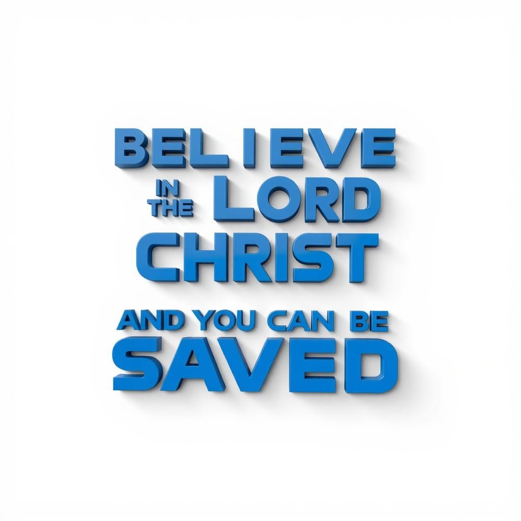 3D Text Art: Believe in the Lord Jesus
