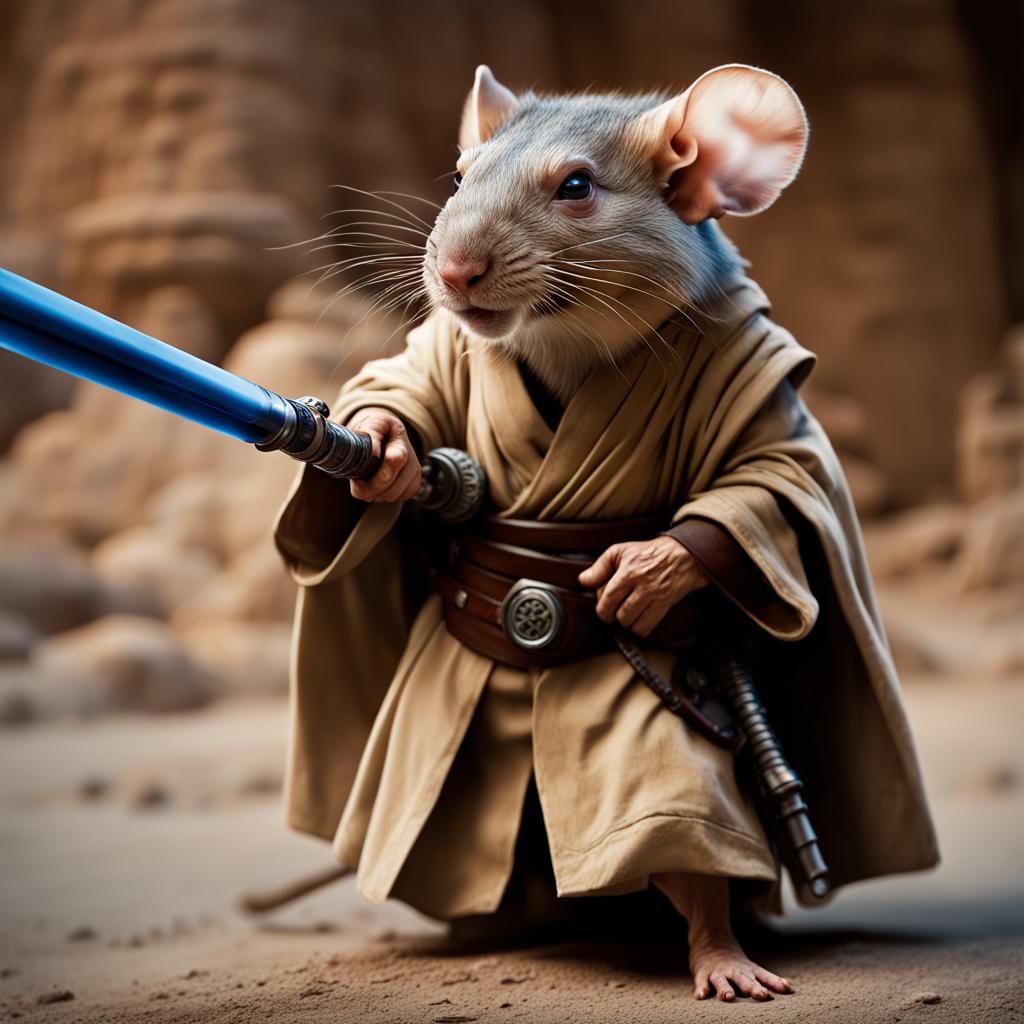 Rodent Jedi Warrior Portrait in Digital Painting Style
