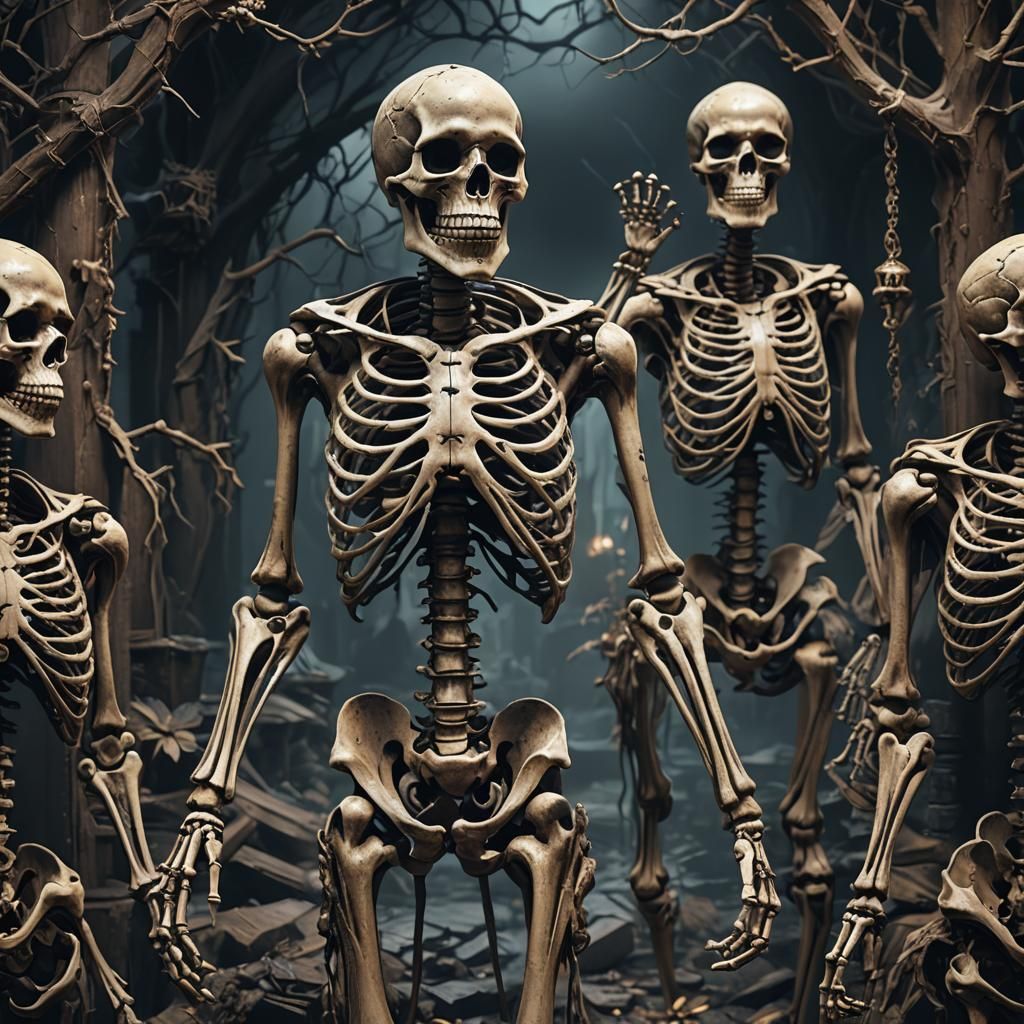 Skeleton Mania: A Dark Fantasy Art