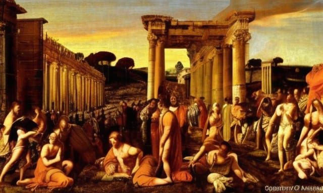 Fall of Rome: Renaissance Painting in Golden Hour