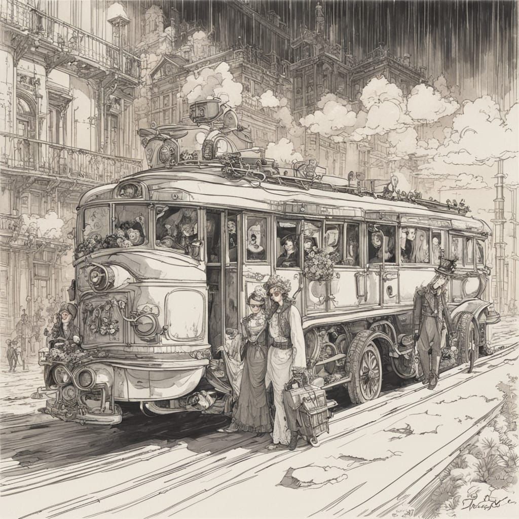 Steampunk Friends Soar Above Futuristic City in Intricate Ai...