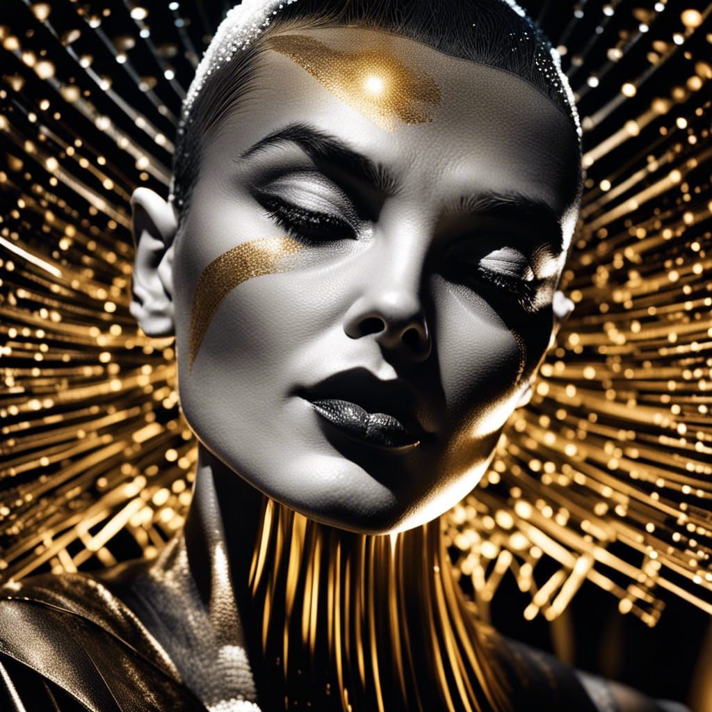 Nebula Goddess Portrait in Shadow Art Style