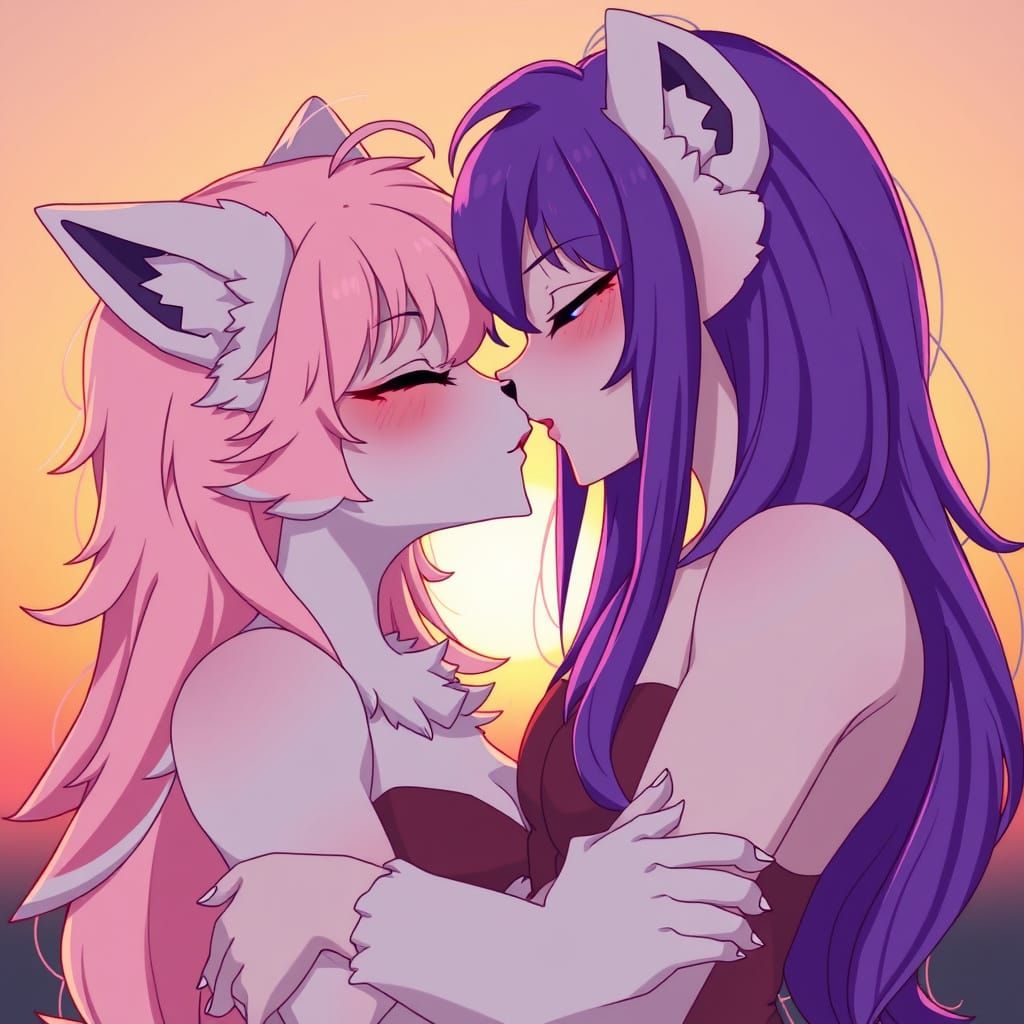 Vibrant Lesbian Furries Share Tender Kiss in Anime-Inspired ...