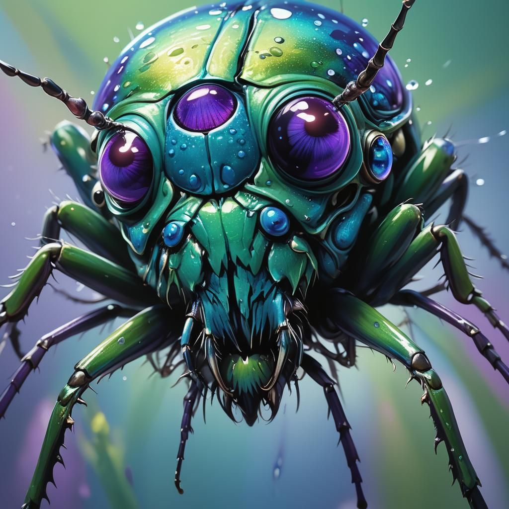 Colorful Multi-Legged Insect in Hyperrealistic Splash Art