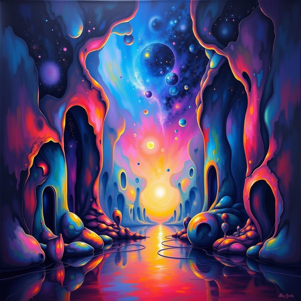 Surreal Liminal Echoes in Starry Expanse