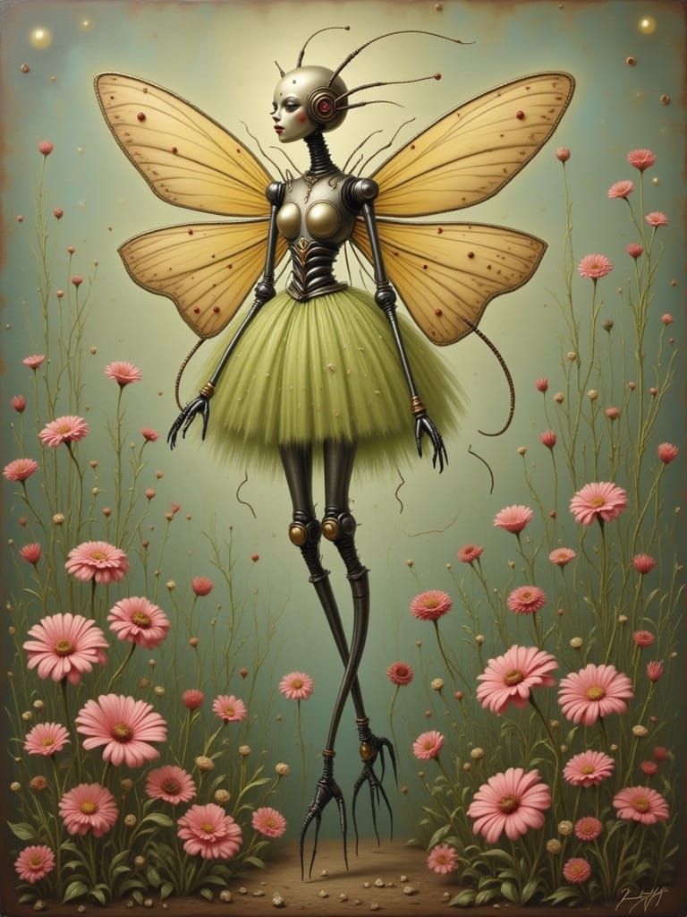 Cyberpunk Surreal Robot Fairies in Vintage Style