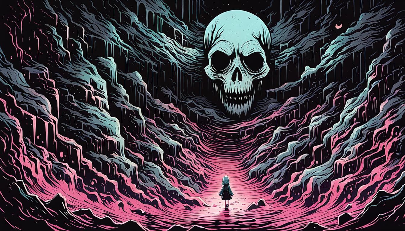 Eerie Acid Pit Ghost: Horror Anime Illustration