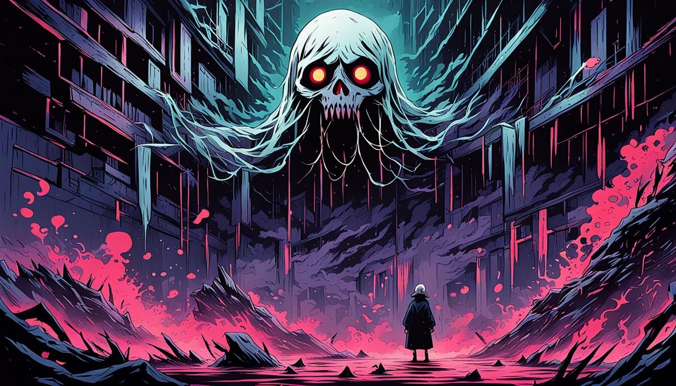 Eerie Acid Pit: Surreal Horror Illustration