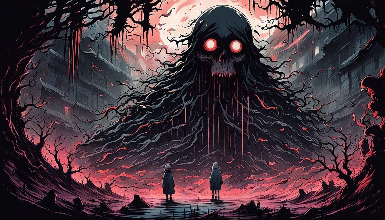 Eerie Ghost in Acid Pit: Horror Illustration