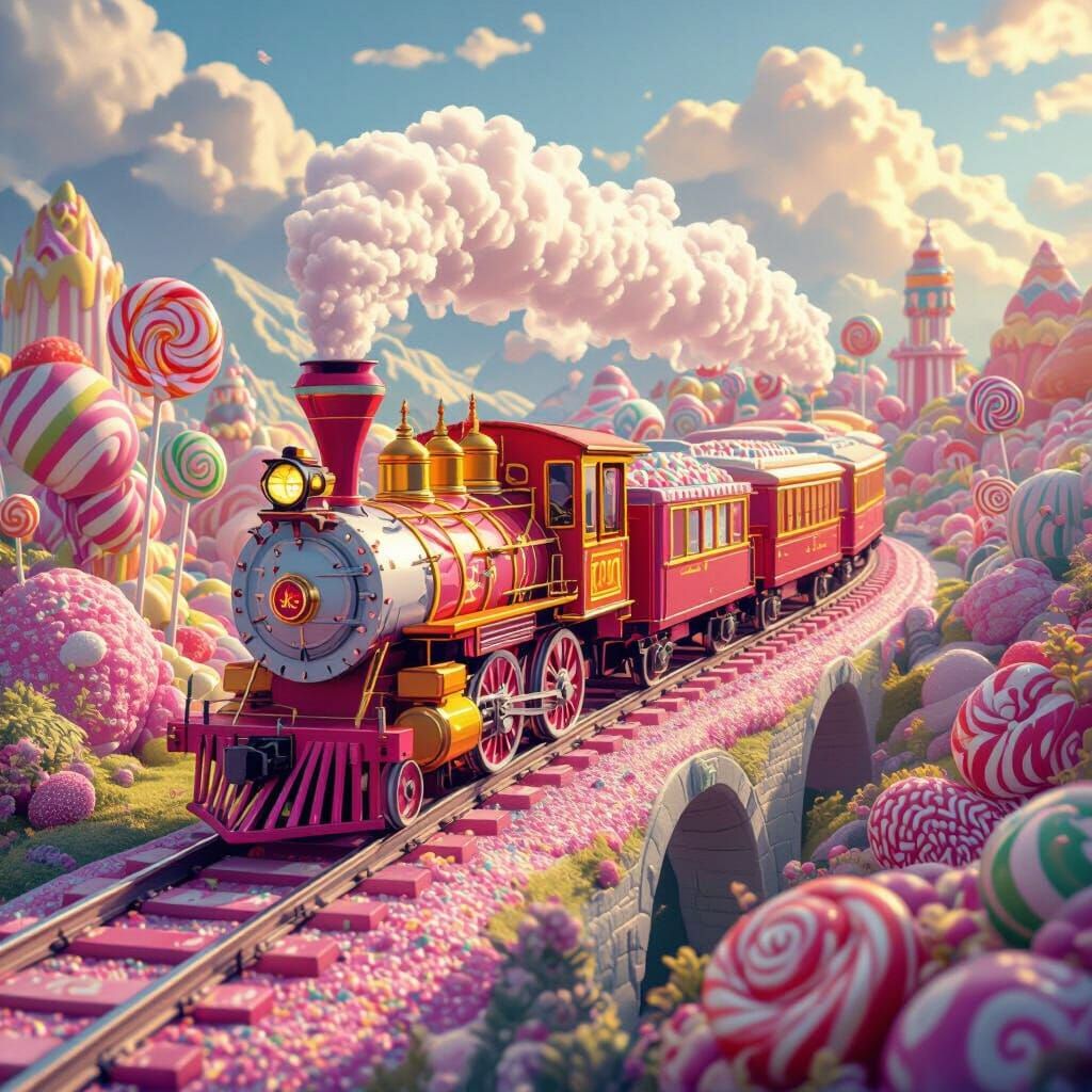 Candy Train in Candyland: A Digital Illustration