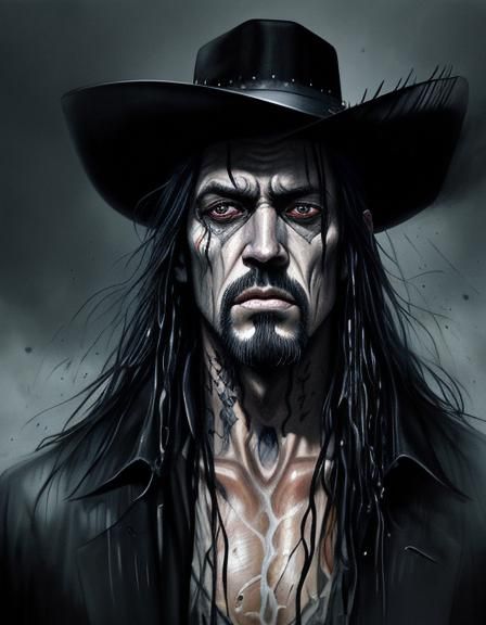 Wild West Undertaker Portrait with Wet Brush Effect