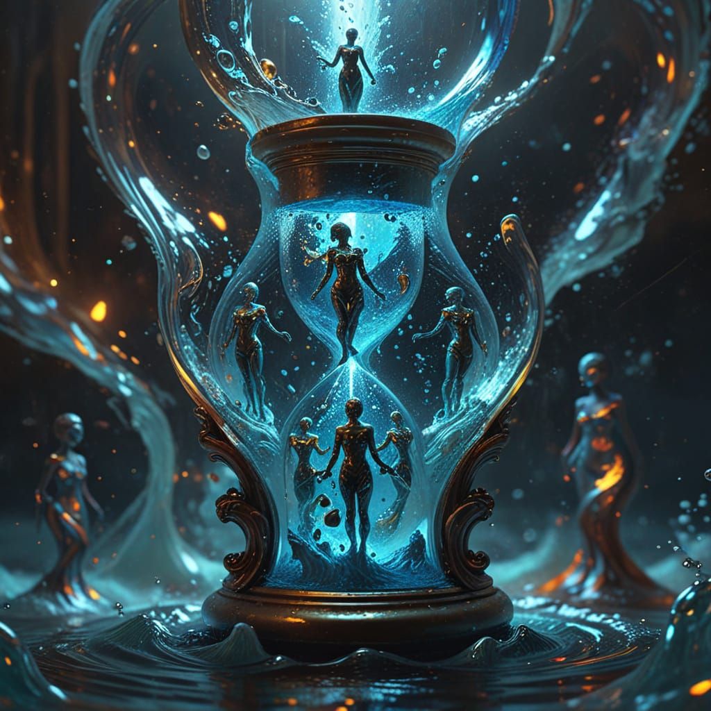 Mini Humans Swirl into Hourglass: Fantasy Concept Art