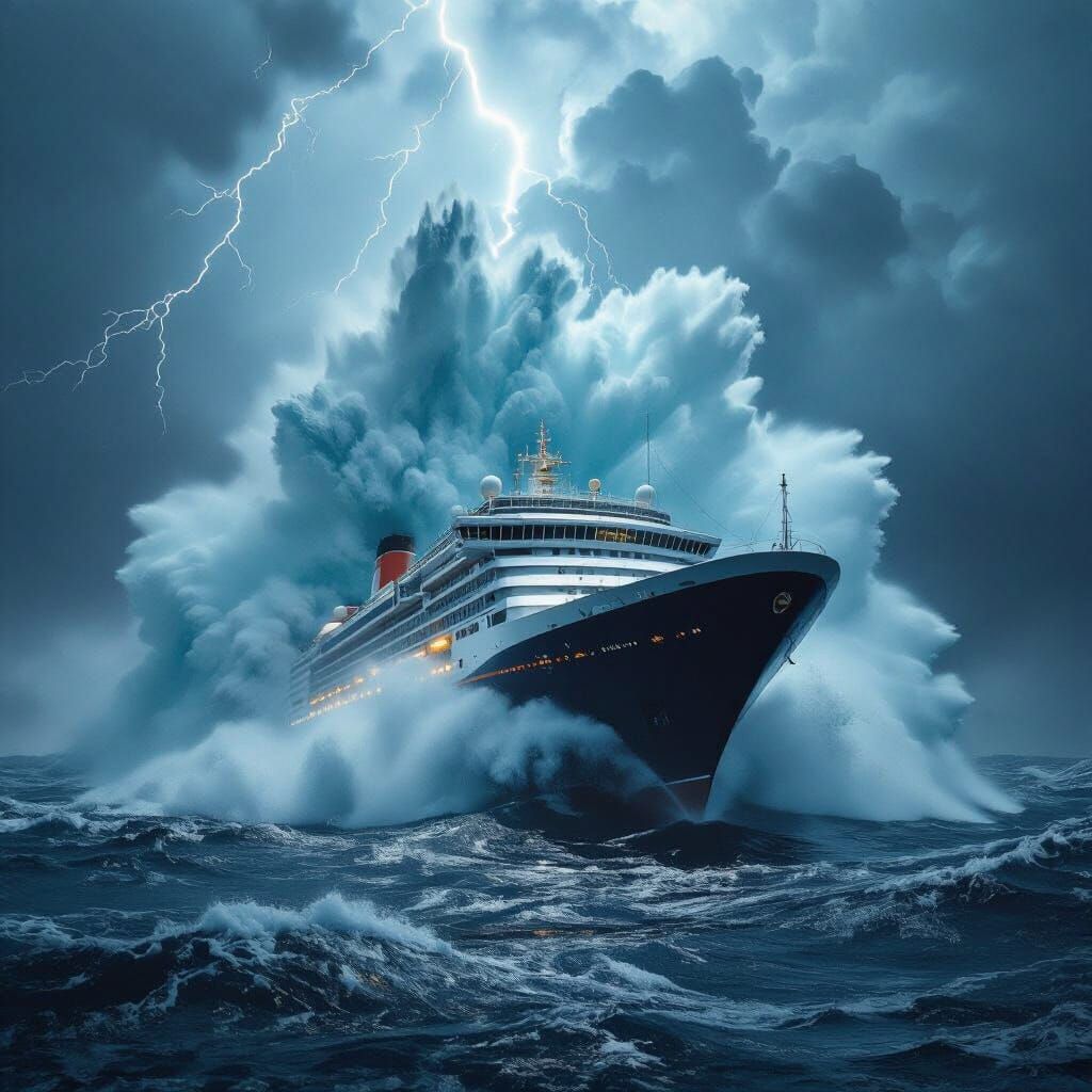 Massive Cruise Ship Battles Colossal Wave in Storm