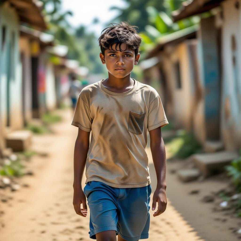 Tired Sri Lankan Teenager Walks Towards Camera in Documentar...