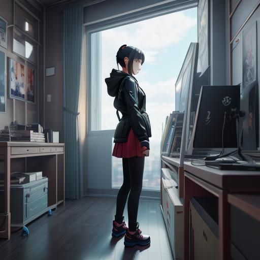 Cute Anime Girl's Graduation in 3D Style