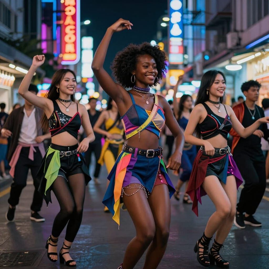 Avant-Garde Streetwear Dancers in Neon Ho Chi Minh City