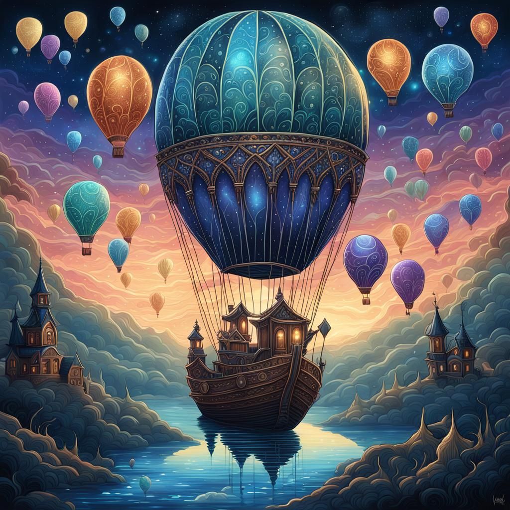 Detailed Balloons with Shiny Aura as Digital Art