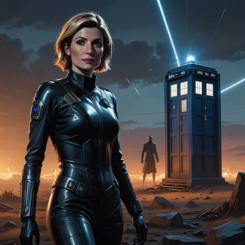 The Doctor Embodies Futuristic Elegance in Black Latex Suit