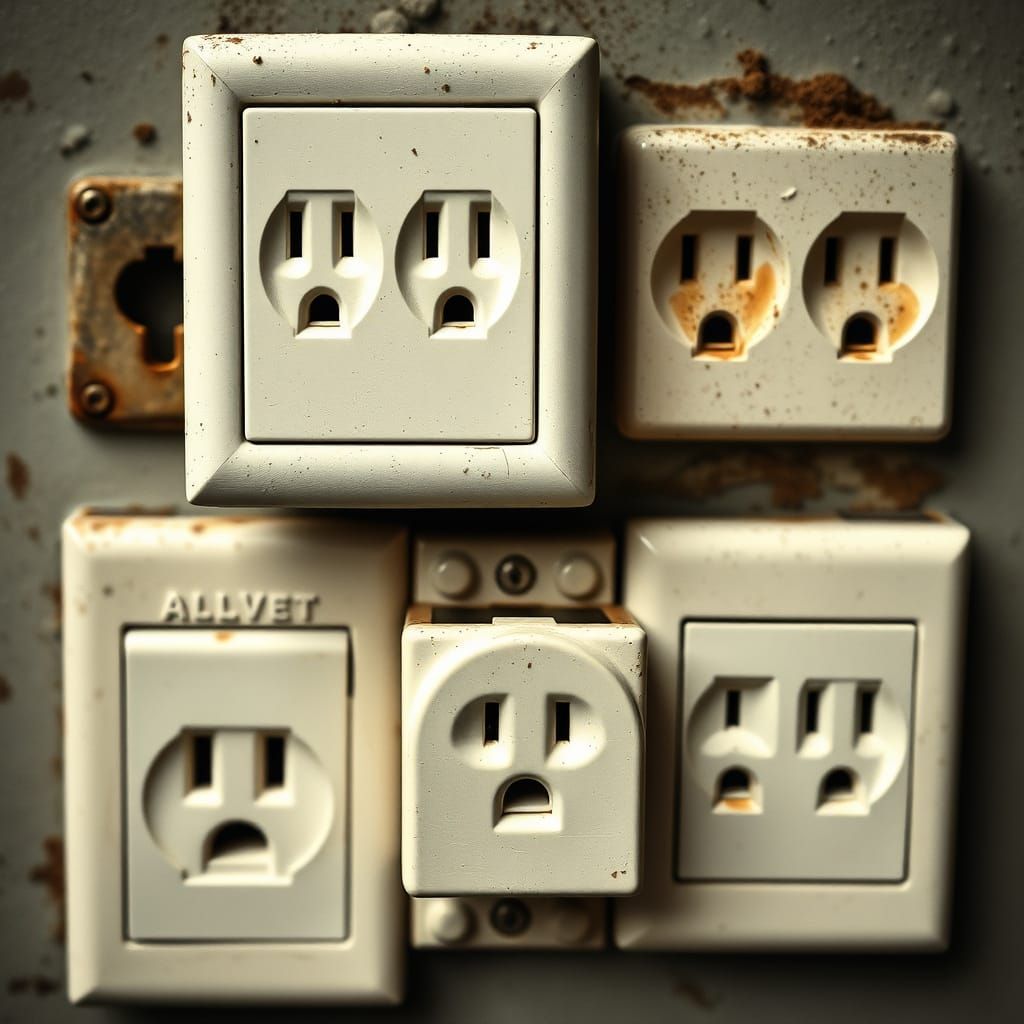 Sad Electrical Outlets Depicting Renovation Woes