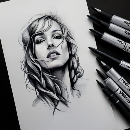 Black and white ink drawing