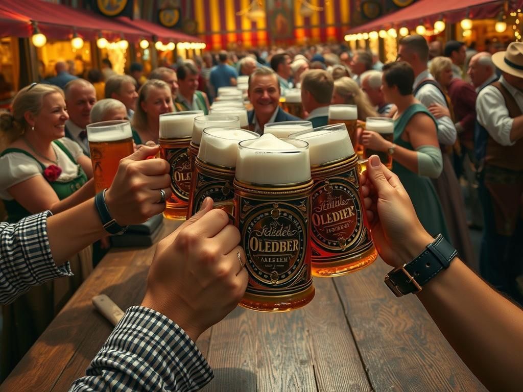 Oktoberfest Celebration in Style of Daumier Lithograph