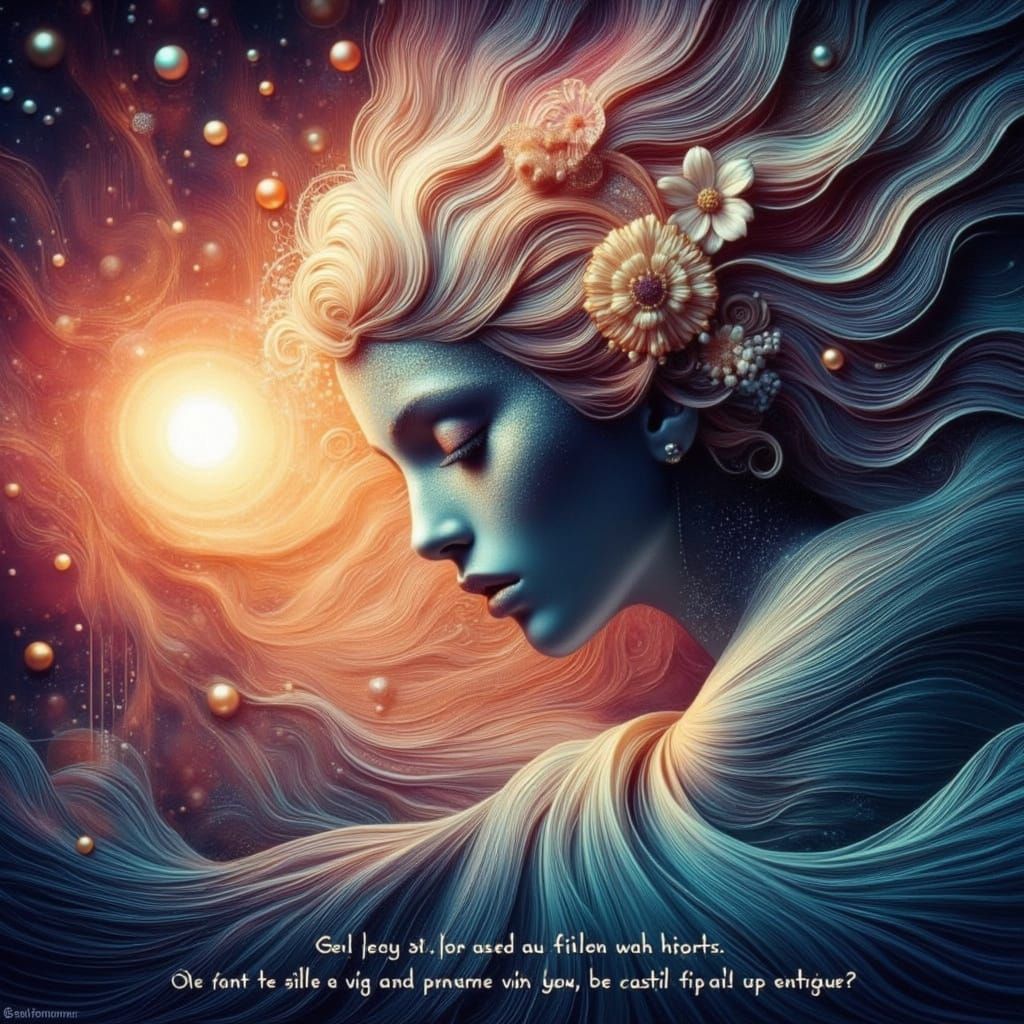 Elegant Woman Dancing in Dreamscape with Rainbows