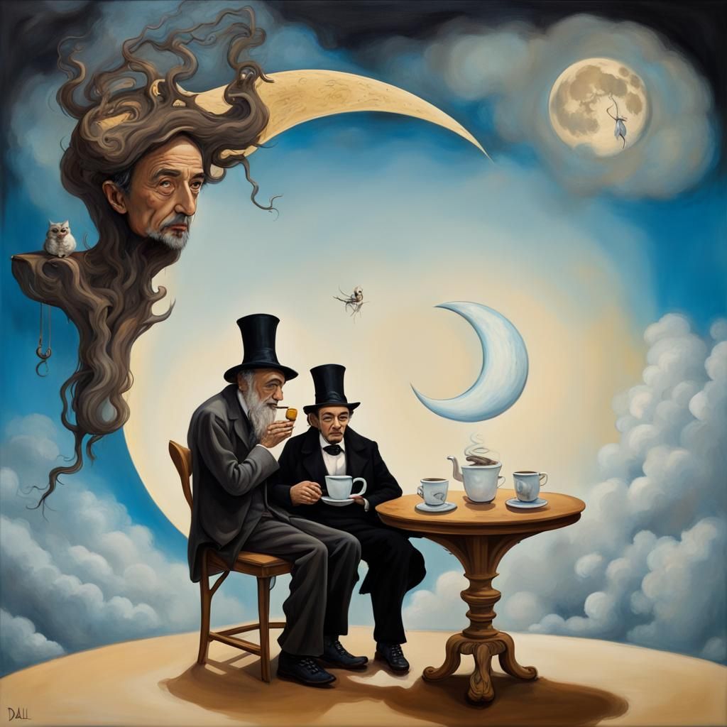 Chibi Witch, Wizard, and Lincoln in Surreal Style