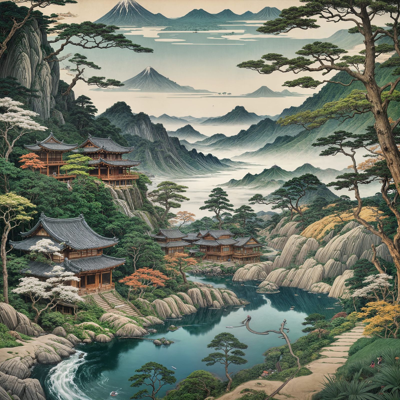 Hyperrealistic Ukiyo-e Artwork of Vietnamese Landscape